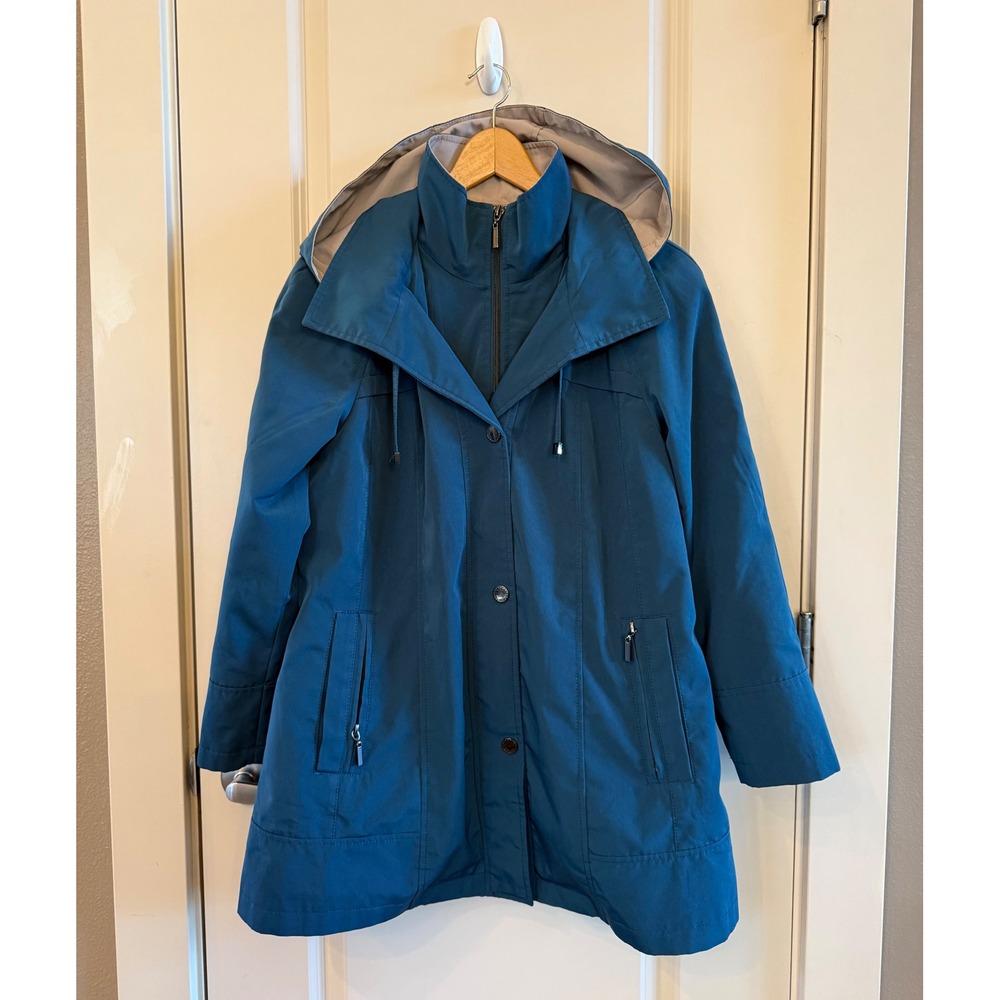 Coldwater Creek Teal All-Season Jacket Removable Lining & Hood PS Petite Small